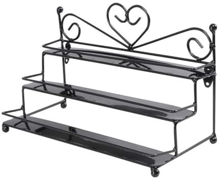 Mipcase Étagère à Vernis à Ongles Murale en Fer Noir, Design Pratique à Trois Couches, Rangement Multi-Usage pour Cosmétiques, Organisation Simple et Stylée