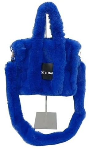 FREOJGU Plyschväska för kvinnor, fuzzy rosa fuskpäls vinterhandväska, fluffig fluffig fyrkantig crossbody-väska, elegant tote för, Färg: blå, Taille unique
