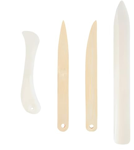 4 Stück Falzbein für Papier, Bone Folder Set Plastik Falzbein aus Knochen Falzbein Falzbrett Bone Kunststoff Falzbeil Basteln Werkzeug White Für Papierhandwerk Karten Umschläge Und Boxen DIY