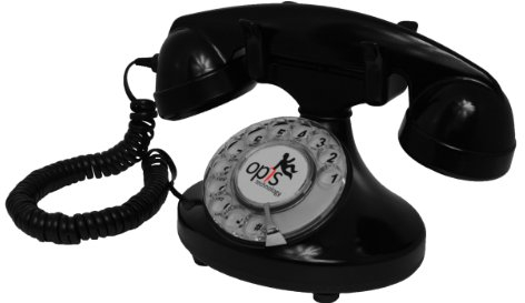 OPIS FunkyFon cable: Telefono fisso casa vintage con disco, telefono antico per linea fissa, stile retrò classico Nero