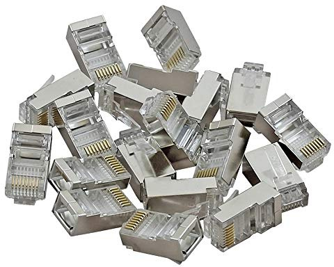 VulTech SN21404 50 Connettori RJ45 Cat.5e FTP Schermati, Plug di Rete con Rivestimento in Metallo Anti-Interferenza, Terminali Lan per Cavo Ethernet Schermato, Ideale per Installazioni Professionali