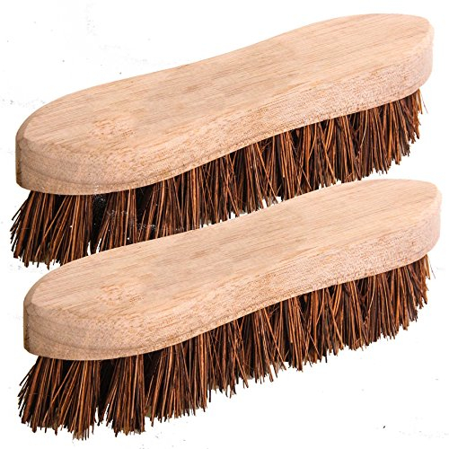 2 x Traditional Floor Scrubbing Brushes Hard Bristle 8 (200mm) Wooden Hand Deck