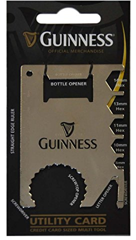 GUINNESS Crédito Tarjeta Tamaño Herramienta Multi PLATA uso Tarjeta Con Negro ARPA Diseño