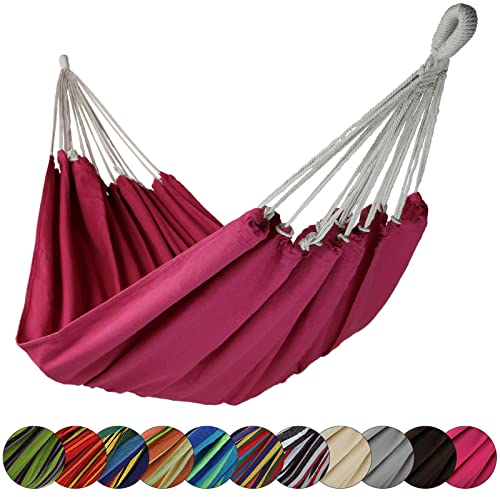 BB Sport Hamac Tissu XXL Grande 220 x 170 cm Respirant Capacité Charge 250 kg Sac Transport Hamac Camping Jardin Balcon, Couleur:Mauve