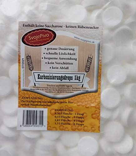 BRAUEN - Gocce di carbononizzazione, 1000 g, per birra amatoriali, per la fermentazione nella bottiglia/confetti destrosiosi per condimenti nella birra domestica/fermentazione delle bottiglie.