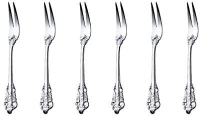 Silber Besteck-Set Barock, Antik Look, 18/10 Edelstahl Spiegelpolierte, für Haus, Küche, Restaurant, Hochzeit, Partys, Nachmittagstee, 2 Zinken Obst Gabel Schneckengabel 6-teiliges, Länge 16.5cm