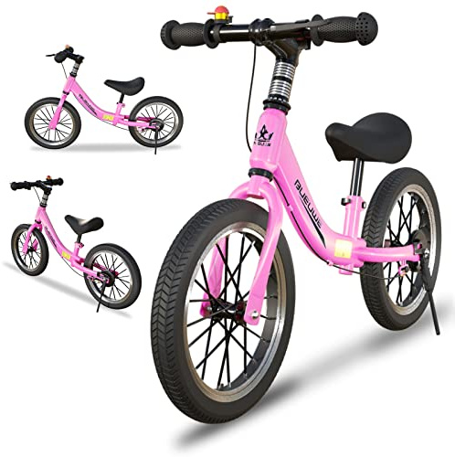 GASLIKE Laufrad Kinder 2 3 4 5 6 Jahre, 14 Zoll Kinderlaufrad mit Bremse, Verstellbarer Sitz, Training Fahrrad Ohne Pedale für Anfänger Jungen und Mädchen, Stabiles & Sicheres (Pink)