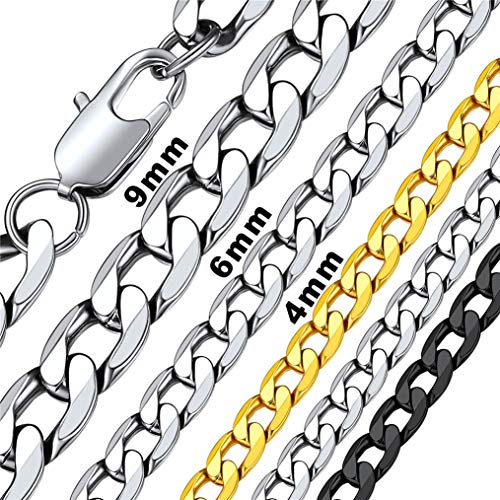 Bandmax klassische Panzerkette für Herren Damen Edelstahl 4mm breit kubanische Gliederkette Halskette 50cm Kette Jungen Modeschmuck Accessoire