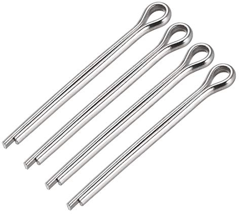 sourcing map 4Stk.Geteilter Splint - 5mm x 60mm 304 Edelstahl 2 Zinken Schlüssel Silber