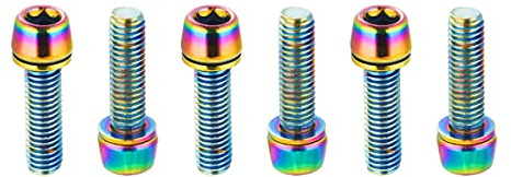 Chooee Schrauben für Fahrradlenker, M5 x 18 mm, Schrauben für Mountainbike, Regenbogenfarben, 6 Stück
