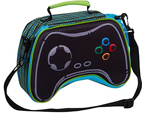 Epic Gamer - Lonchera para niños, con controlador de juegos 3D, para escuela, viajes, lonchera aislada con soporte para bebidas