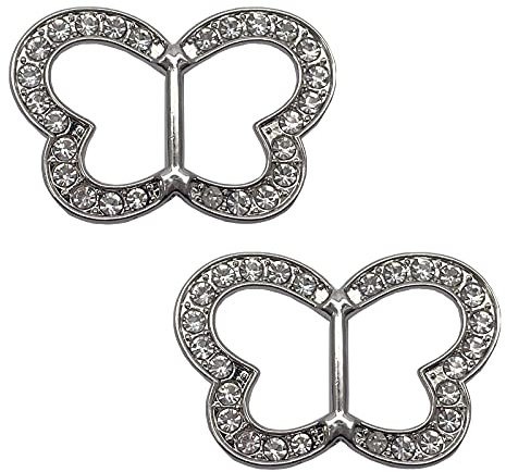 2 Stück Strass Schal Verschluss Clip Ring Mode Metall Clip Schnalle Kleidung Ecke geknotet Knopf für T-Shirt Seide Schal Schnalle (Silber und Gold)