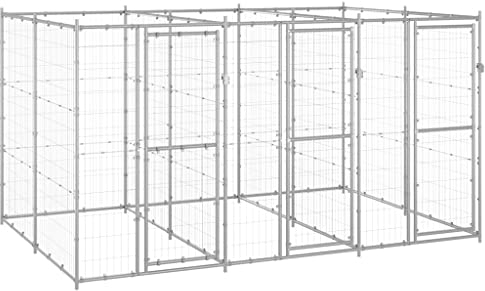 vidaXL Outdoor Hundezwinger Verzinkter Stahl 7,26m² Hundekäfig Hundehütte