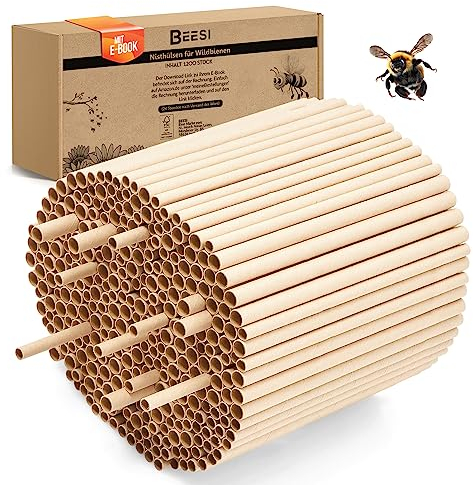 Nisthülsen für Insektenhotel 15 cm lang Durchmesser 6 UND 8 mm gemischt inkl. E-Book Niströhren u. Pappröhrchen für Wildbienen (Pappröhrchen, 1200)