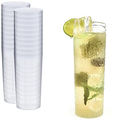 Silverkitchen Lot de 20 verres à long drink 200 ml – Gobelets en plastique, réutilisables, incassables, fabriqués en Allemagne