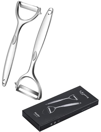 AMOUY Premium Peeler Set - Vegetable,Apple Peelers for Kitchen, Fruit, Carrot, Veggie,Potatoes Peeler,Y-Shaped Stainless Steel Peelers,with Ergonomic Non-Slip Handle & Sharp Blade,Good Sturdy (2PCS)
