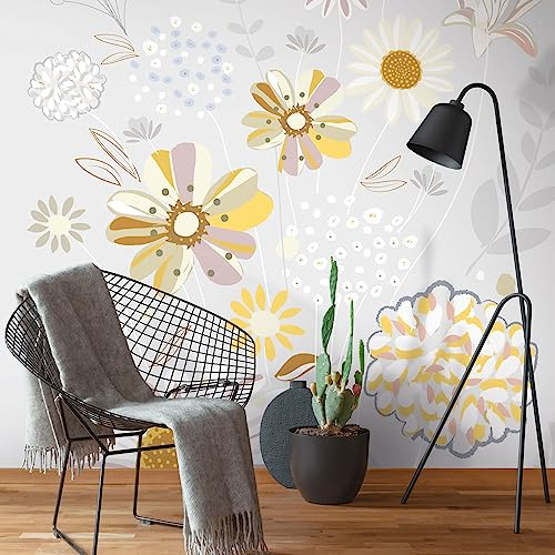 A.S. Création Livingwalls Vliestapete - Tapete Blumen in Gelb, Beige und Rosa - Wandtapete für verschiedene Räume - Wandbild XXL 2,80 m x 1,59 m