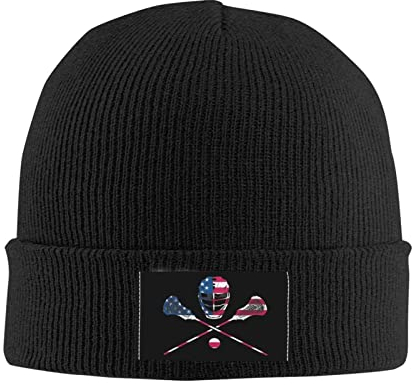385 Beanie Mütze Gekreuzte Lacrosse Sticks Komfortabel Beanie Mütze Für Herren Und Damen Elastisch Sportmütze Kopfbedeckung, Für Motorradfahren, Herren, 56-62cm