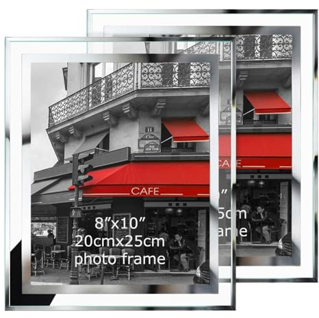 Giftgarden Marcos de Fotos 20x25 de Vidrio para la Mesa, Marcos de Cristal para Fotos, Set de 2