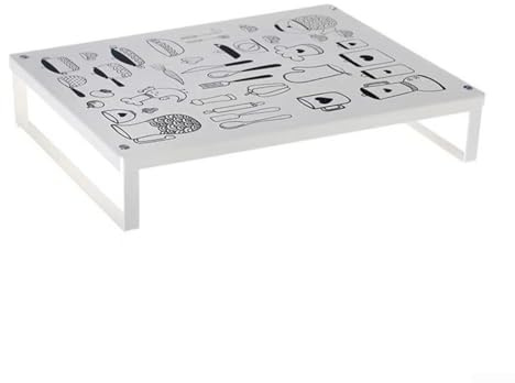 Microwave Shelf Stand, Metal Kitchen Stove Cover Microwave Oven Rack Induction Cooker Stand Bracket, 40 x 30 x 8cm(White)