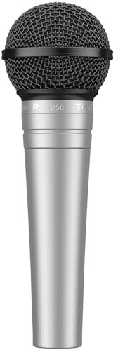 TONOR Microphone Vocal Dynamique cardioïde, Micro Filaire XLR avec Filtre Anti-Pop intégré et Grille en Maille sphérique, Micro Portable avec réduction du Bruit, Chant, Enregistrement, D58 Argent