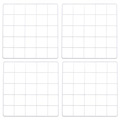 PATIKIL 10x10 Inch Wall Grid Panel, 4 Pcs Metal Wire Photo Wall Decorative Grid for Photo Display Hanging Picture Memo Home Decorations, White