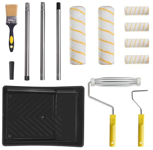 Set di rulli colorati per pittura, con asta in alluminio da 26 a 120 cm, per pittura, vaschetta colorata, accessori da pittura