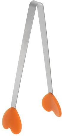 QUARKZMAN Mini Pinces Alimentaires en Forme de Cœur pour la Cuisson Orange | en Acier Inoxydable avec Embouts en Silicone, Petites Pinces de Cuisine, pour le Grill, pour le Barbecue, pour la Cuisine