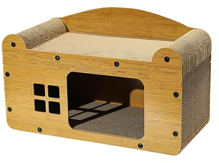 Milageto Katzenhaus aus Karton, Kratzbett, Möbelschutz, Spielhaus, Katzenhaus, Höhle für Kätzchen, Haustierspielzeug, Dekor, Katzengeburtstag, l