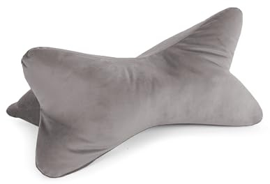 Bookiepad Leseknochen, Nackenrolle Cozy Samt, (Samt Stoff) ergonomische Form für Nacken- oder Lendenstütze, 42 x 22 cm, Flexible Stütze für Bücher, E-Books oder Tablets (Farbe Mittelgrau)