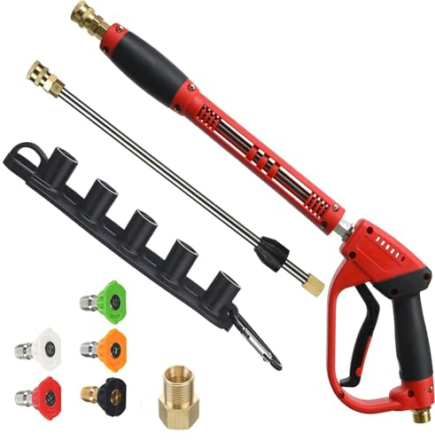TOOSOAR Pistola per Idropulitrice,con 5 Ugelli Colorati e Prolunga Bacchetta,per Lavaggio Auto, Finestre e Giardino