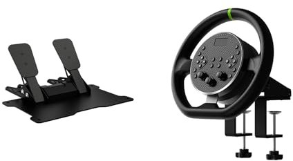 CAMMUS Racing Wheels, enjoliveur de roue en cuir + support de bureau, palettes de changement de vitesse magnétiques, fonctionnement PC haute performance - noir (C5-3 pièces)