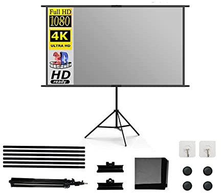 Écran Videoprojecteur, Écran de projecteur Anti-lumière avec support 4K HD Portable extérieur intérieur for la présentation de bureau de nuit de film d'arrière-cour ,pour Home Cinema Intérieur Extérie
