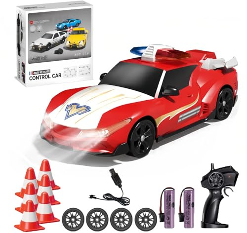 Dodoore RC Drift Car Police Car Toys, 2.4Ghz High Speed Racing Cars,4WD Drift RC Cars with Cool Light, Racing Game Indoor/Outdoor Gifts Toy for Teen (Red)