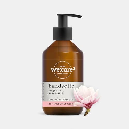 we:care² Handseife 250ml Magnolie/Sandelholz | Nachhaltige & vegane Flüssigseife ohne Silikone, Parabene & Mikroplastik - Flüssig Seife - Handseife Spender - Handwash