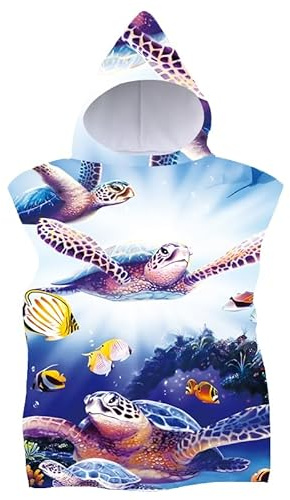 FEBE Badeponcho Kinder Badetuch Mit Kapuze Bademantel für Kleinkind