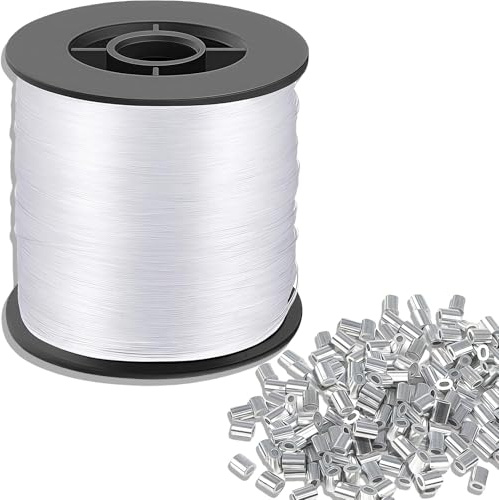 0,8 mm x 250 m Angelschnur Transparent, Nylonschnur Reißfest, Fishing Line Transparenter Angelschnur-Set mit 100 pcs Aluminium-Komponenten, für DIY Dekoration