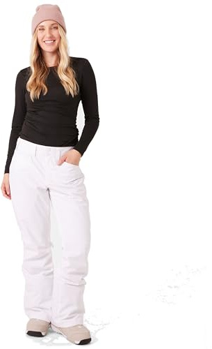 Roxy Women's Backyard Snow Pant – 10K Waterproof Ski & Snowboard Pants, Tailored Fit, Insulated, Snow White, X-Large
