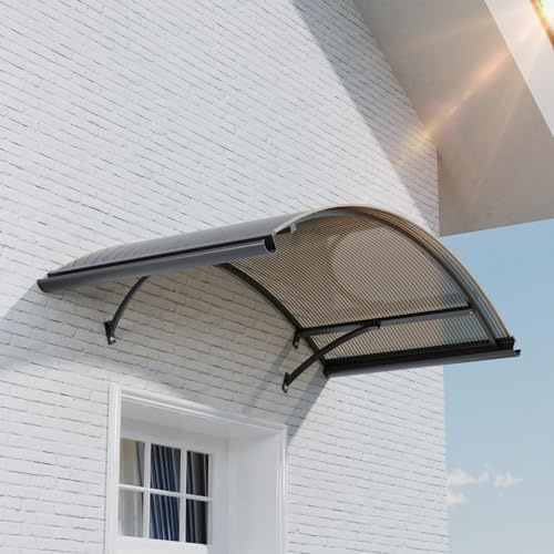 Vordach für Haustür 160x120 cm – Fenstervordach Überdachung aus Polycarbonat, Transparentes Bogenvordach mit UV-Schutz, Regen- & Schneeschutz, Türdach für Veranda, Balkon, Fenster