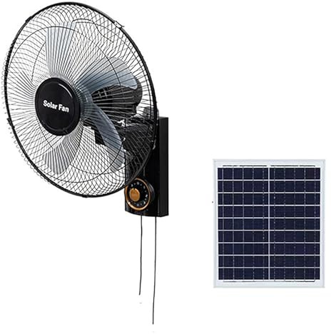 Ventilador de suelo, oscilante de pared para el hogar/ventilador solar, 5 aspas, 3 velocidades, silencioso, con oscilación de 90°, para dormitorio, garaje, cuarto de herramientas, taller, al
