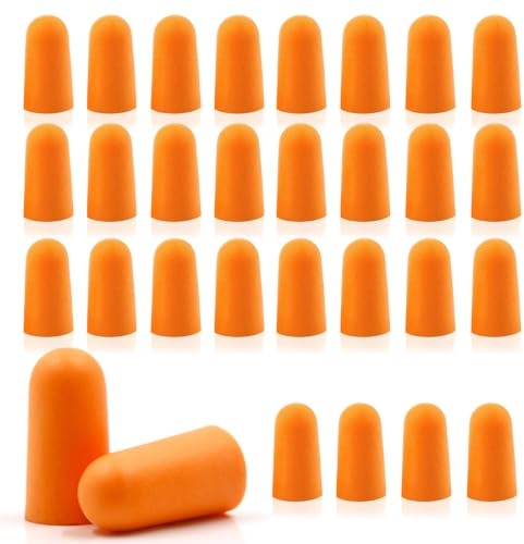 Öronproppar, 30 par brusstopp orange öronproppar, brusreducering 38 dB, ultramjuka skumöronproppar, bullerskydd öronproppar för snarkning brusreducering inlärning resor ljud