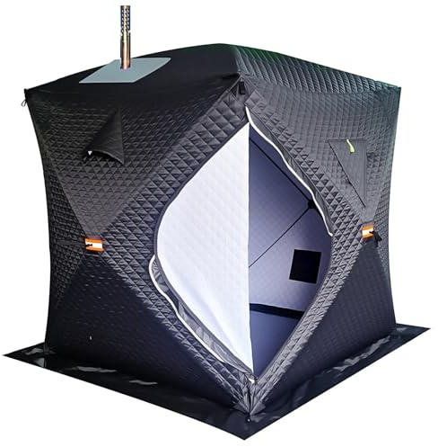 Outdoor Saunazelt, Tragbares Angelzelt für 3-4 Mann Isoliertes Campingzelt mit Schornstein, Eisfischerzelt, stabil und einfach aufzubauen, ideal für Camping und Schneefischen
