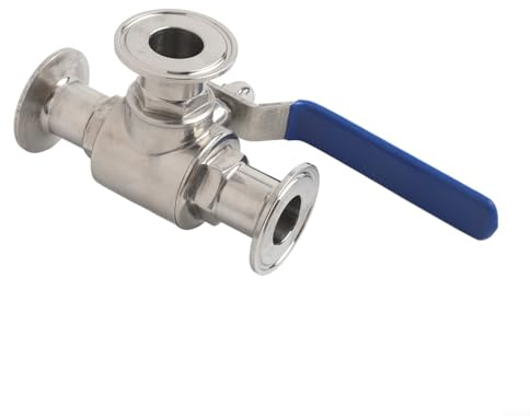 1 Inch Tri Clamp Sanitary Ball Valve, 3-Way L-Port Stainless Steel Water Control Valve for Industrial Plumbing Systems