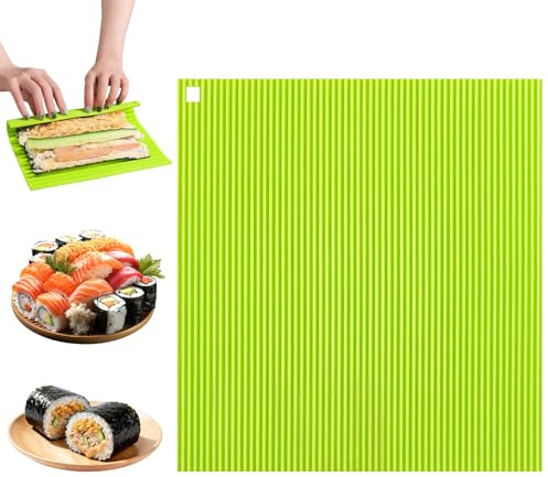 Sushi Matte, 20x22cm Sushi Roller, Sushis Rolling Mat, Sushis Matte Silikon | Silikon-Sushi-Set, Wiederverwendbar, für Anfänger und Sushi-DIY-Enthusiasten, Ideal für Kuchenrolle Reis und Gemüserolle