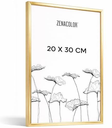 Zenacolor Bilderrahmen 20x30 cm, Aluminium Gold - Schutzfolie Gegen Kratzer, Flexibel Aufhängbar Oder Freistehend
