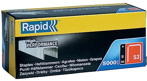 Rapid Caja de Grapas para Textil N.º53 de Alambre Fino de Acero Galvanizado, 8 mm – 5.000 Grapas
