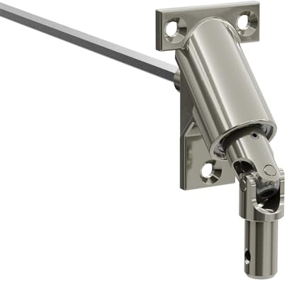DIWARO.® | Rolladen Gelenklager G084, 90 Grad Umlenkung, Grundplatte 42 x 68 mm mit 3 Befestigungslöcher, Kurbelzapfen Anschluss 11,9 mm, Antrieb zum Rolladengetriebe 6 mm Sechskant.