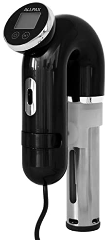 Allpax SVU Cuiseur sous vide, Thermoplongeur de 1200 W, Capacité de 20 L, Modèle en noir, Design élégant avec éclairage LED, Pour la cuisson sous vide idéale de vos aliments