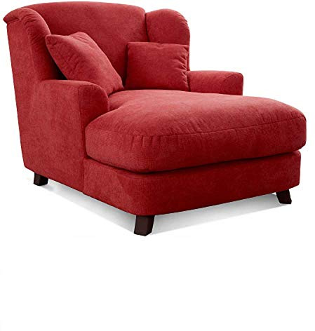 Cavadore XXL-Sessel Assado / Großer Polstersessel mit Holzfüßen und großer Sitzfläche / Inkl. 2 Zierkissen / 109 x 104 x 145 / Webstoff Rot