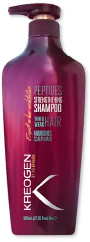 KREOGEN Shampooing Fortifiant à la Kératine – 800 ml | Renforce les Cheveux Fins, Fragiles et Dévitalisés | Collagène, Élastine & Huiles Naturelles – Croissance et Vitalité